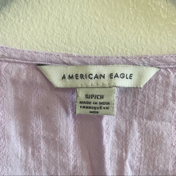 American Eagle Lilac purple peplum wrap blouse long sleeves size small - Picture 4 of 9